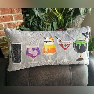 HOVOGRATZ Gray Spooky Cocktails Decorative Pillow